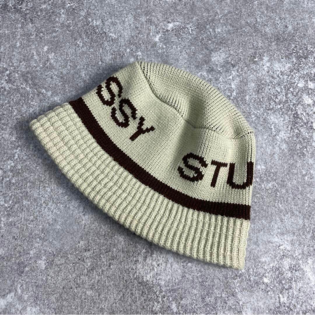 STUSSY JACQUARD KNIT BUCKET HAT ナチュラル