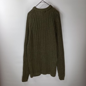 ウールリッチ　クルーネック　コットンセーター　畔編みニット　3D　オリーブ　L