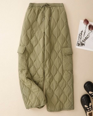 キルティングドローストリング ワイドパンツ 2color A0818