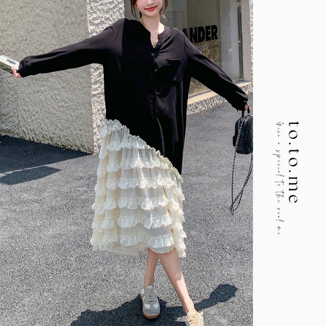 Frilled monochrome dress 00353