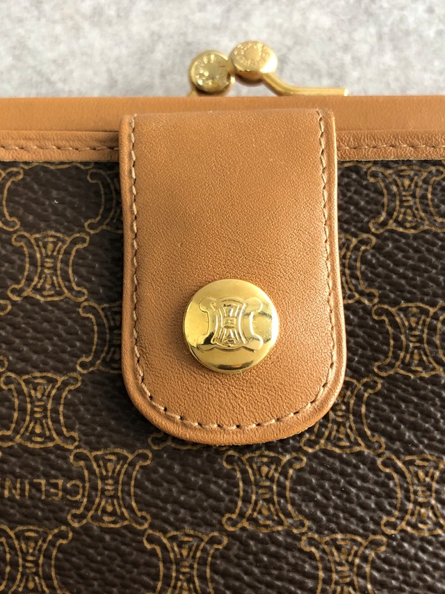 CELINE セリーヌ マカダム 財布 ブラウン ブラゾン PVC レザー 二つ折り財布 vintage ヴィンテージ オールド npchhu