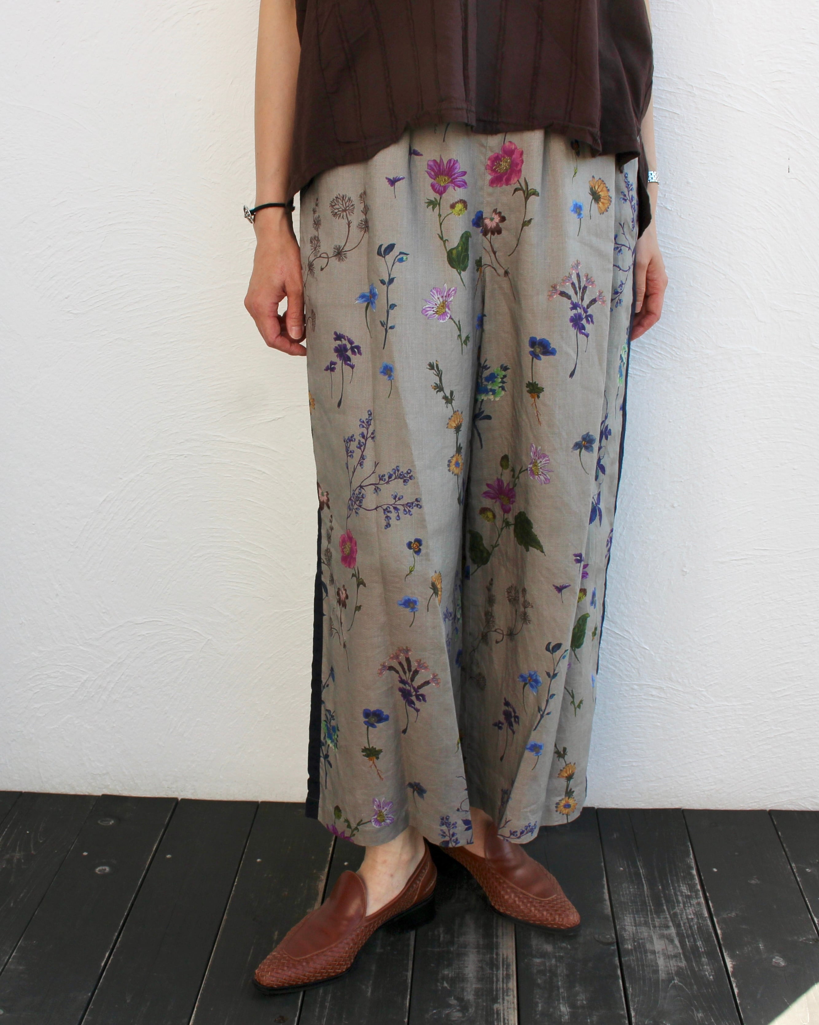KEIHayamaPLUS/linen flower print pants