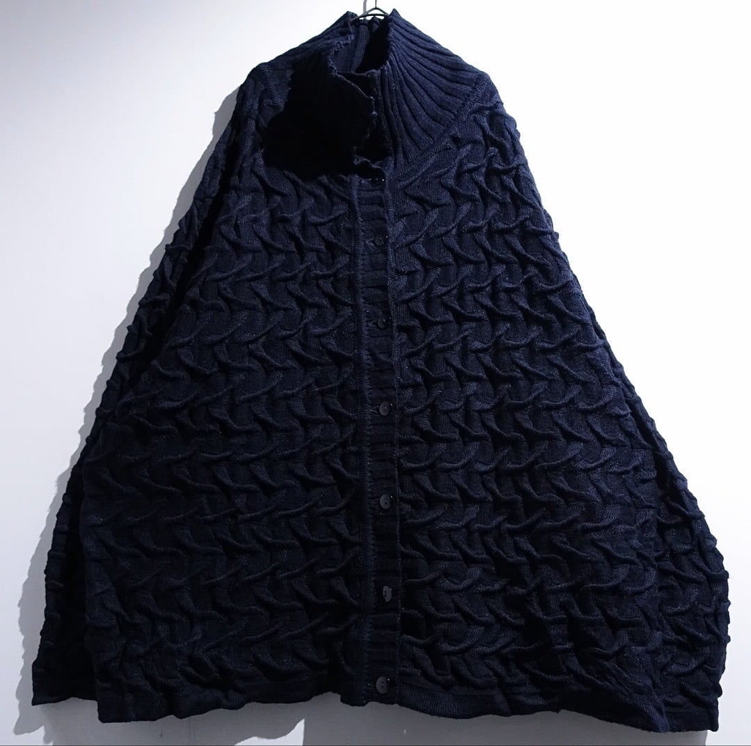 90s Navy 3D Pattern Desgin Knit Jacket