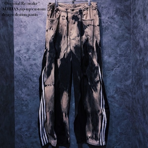 【 doppio】"Original Re:make"ADIDAS zip-up custom design denim pants