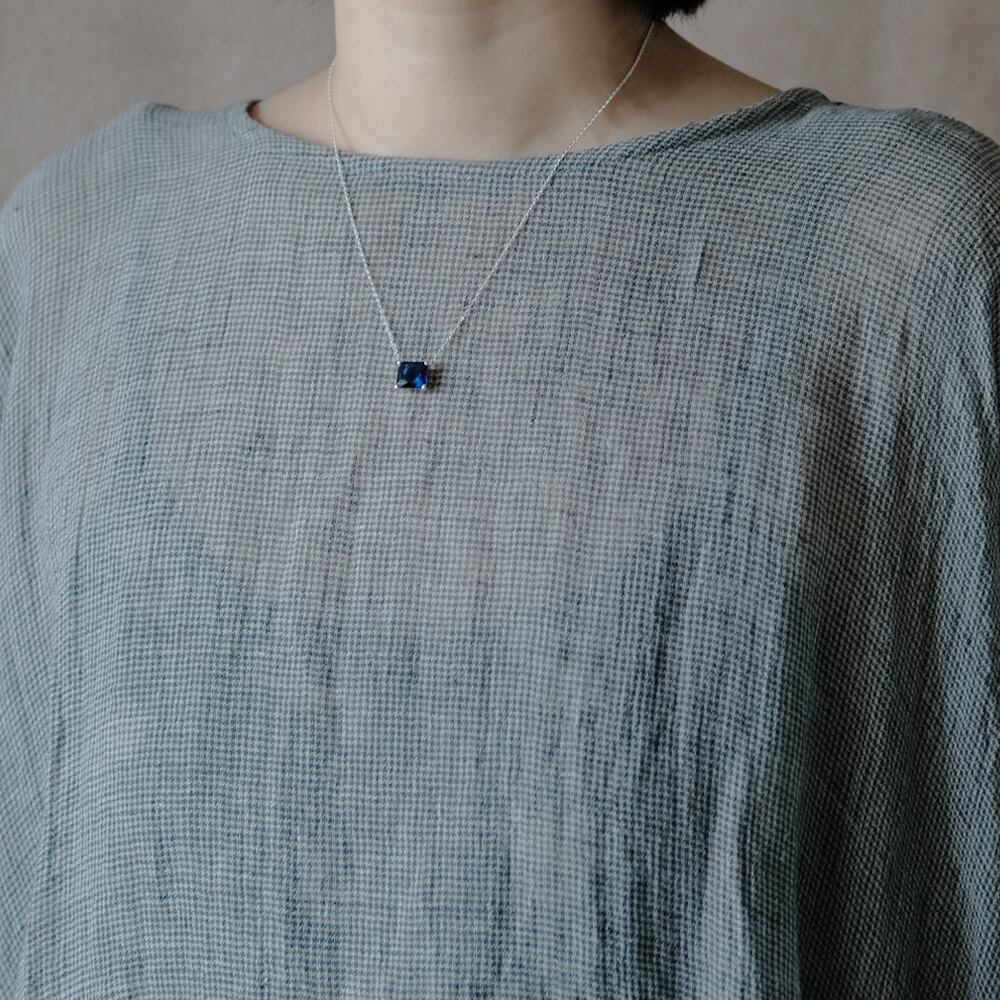 サファイア スクエア 両吊 ネックレス シルバー925 | クラウド