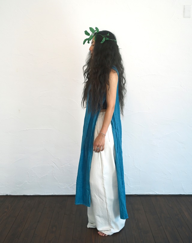 Indigo Dyed Linen Top