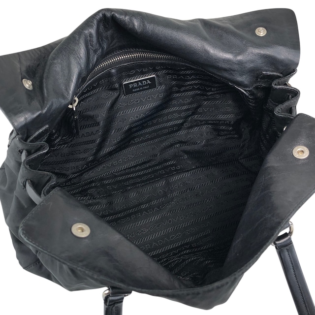 PRADA プラダ ハンドバッグ ブラック プッシュロック レザー vintage ヴィンテージ オールド pesttr