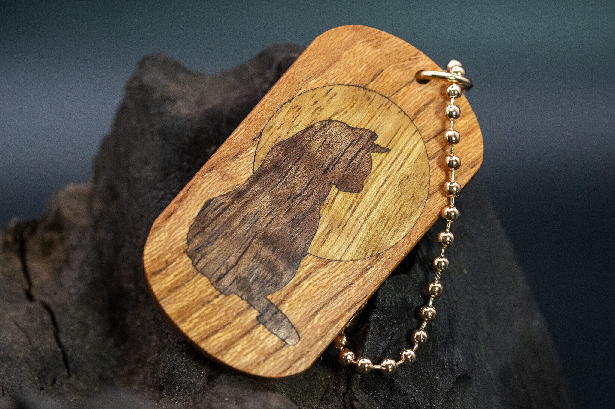 【日本を代表する巨木】欅(ケヤキ) ドッグタグ 象嵌 十五夜きつね