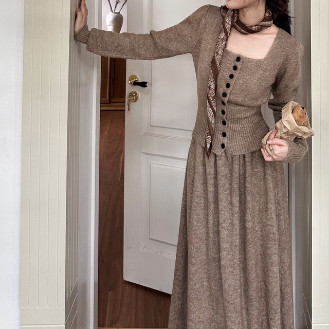 Button Front Maxi Knit Dress　ch0107