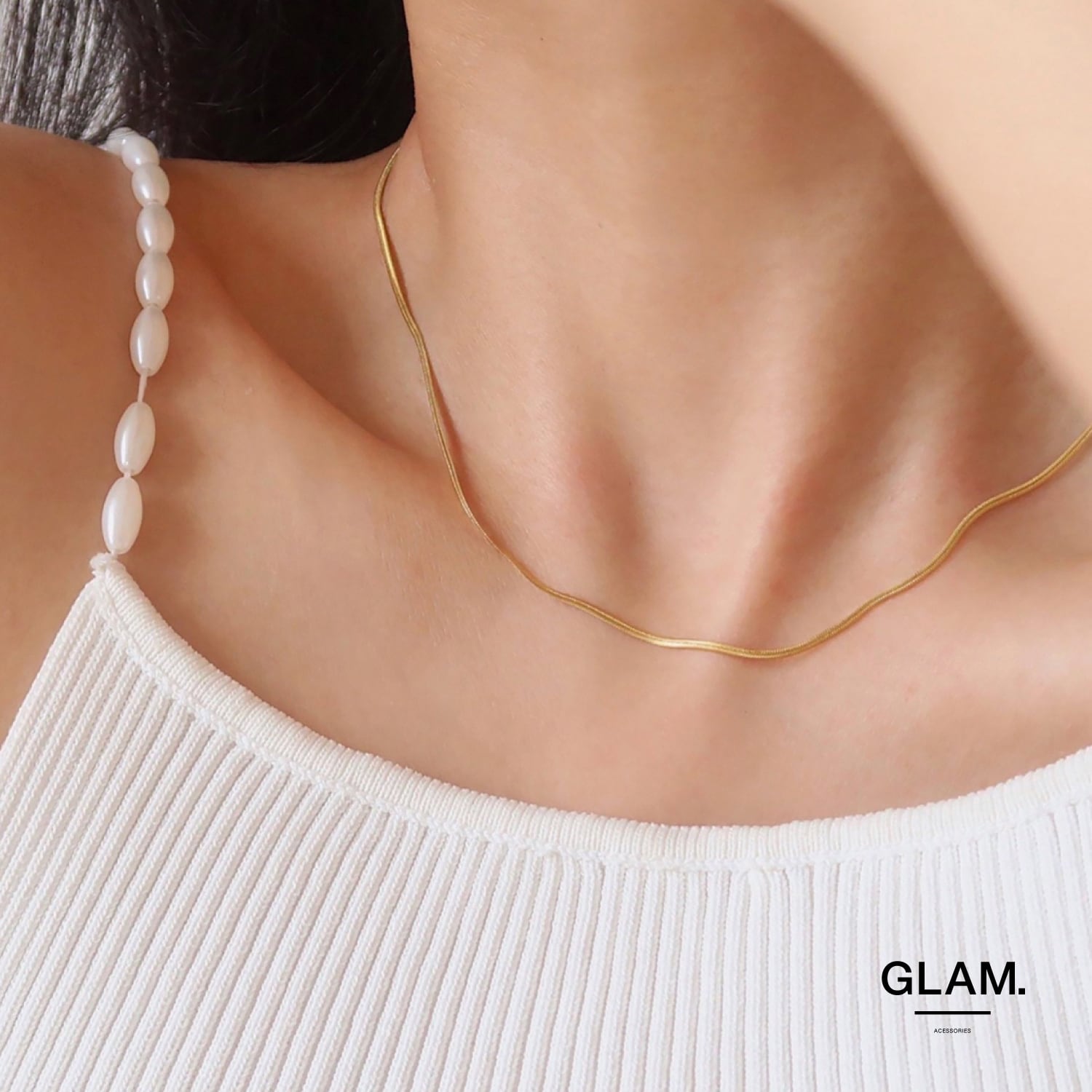 スネークチェーンネックレス 1mm | 金属アレルギーに悩む女性向け