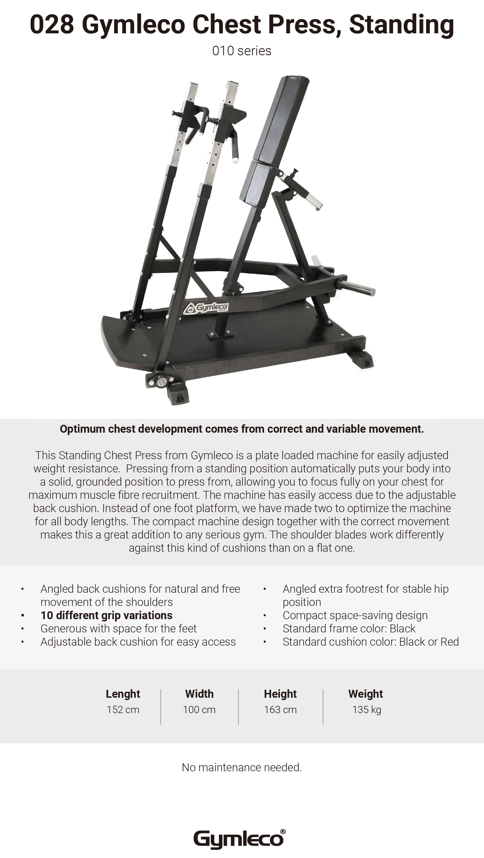 028 スタンディング チェストプレス ウィズ アジャスタブル バック