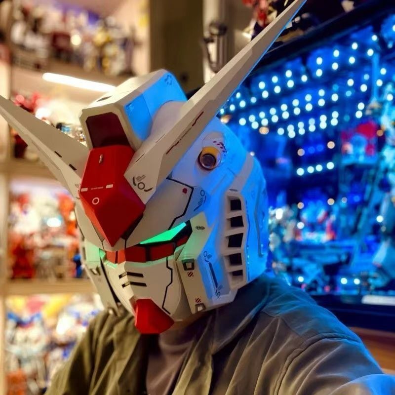 ガンダム発光ヘルメット 全頭着用タイプ 台座付き 高機動戦士コスプレ