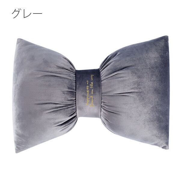 クッション ベルベット調 リボン 座布団 背もたれ 枕 ピロー | FIGARO