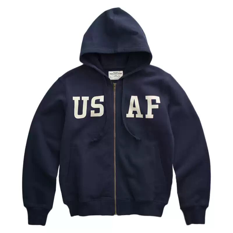 【セット販売】USAFロゴ入り厚手スウェットZIPパーカー 2色 L9045