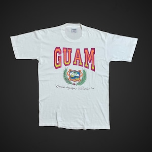 【volunteer】90s USA製 Tシャツ GUAM ビッグロゴ シングルステッチ 刺繍タグ L ヴィンテージ 半袖 US古着