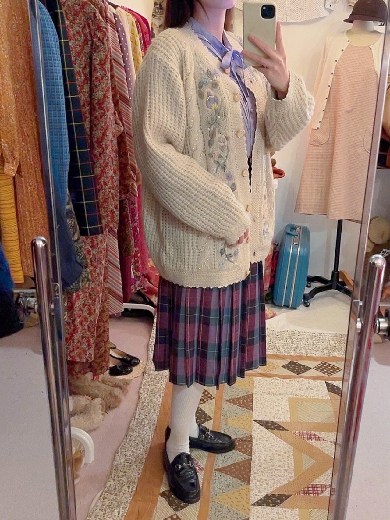 pastel flower embroidery cardigan