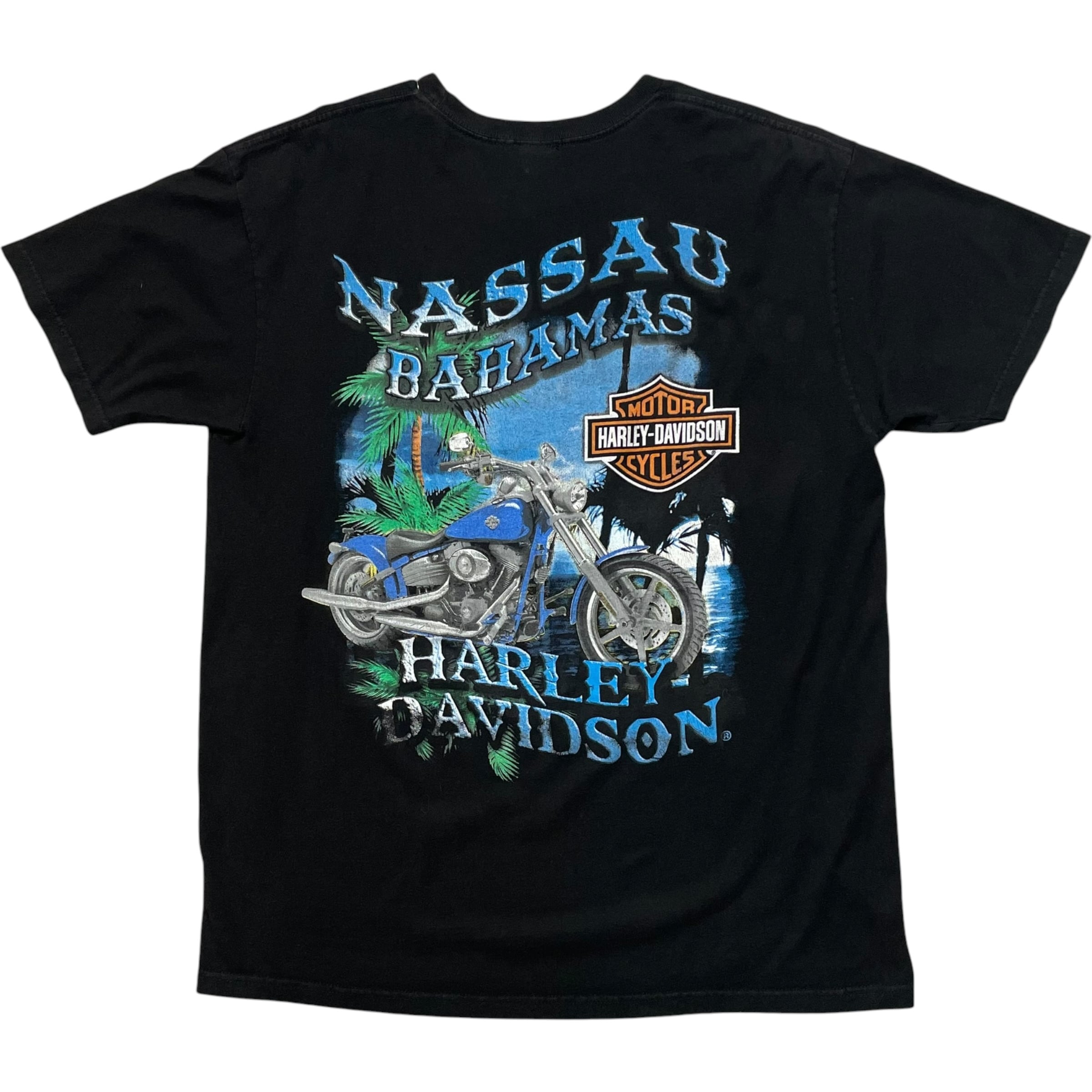 《L》Harley-Davidson ハーレーダビッドソン Tシャツ ポケットプリント バックプリント バイクプリント ブラック no.10362