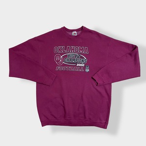 【FRUIT OF THE LOOM】メキシコ製 カレッジ オクラホマ大学 OKLAHOMA フットボール ロゴ プリント スウェット トレーナー HEAVY COTTON 2XL ビッグシルエット US古着