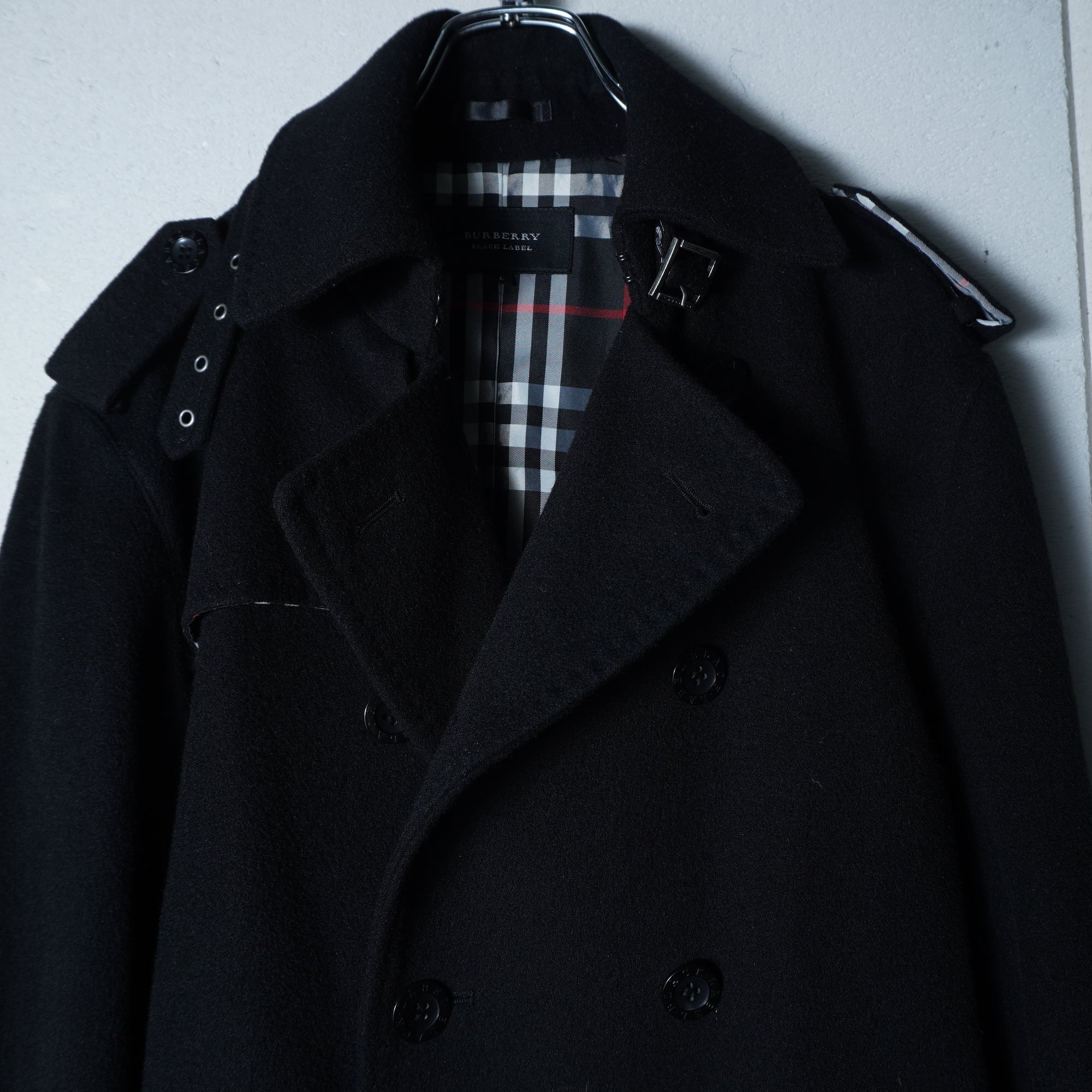 BURBERRY】バーバリー ロゴボタンカシミヤ混ウールダブルブレスコート