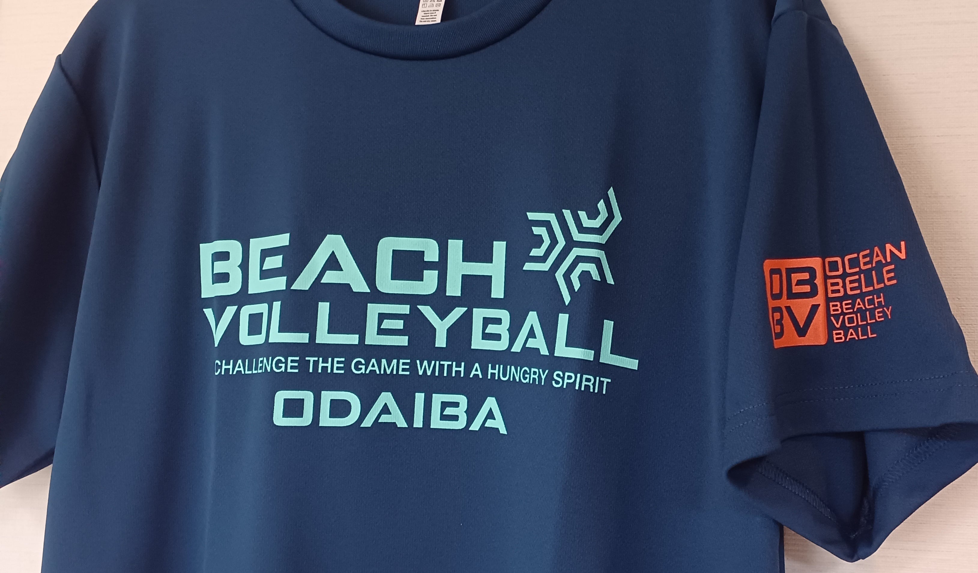 JAPAN BEACH VOLLEYBALL Tシャツ Mサイズ ドライTシャツ ODAIBA BeachVolley×OCEANBELLE(インディゴー×ミント