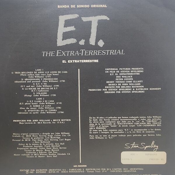 John Williams / E.T. El Extraterrestre (soundtruck) [SUP-80193] - 画像2