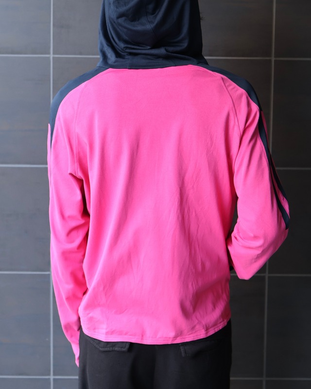 shortlength double zip-up bi-color hoodie