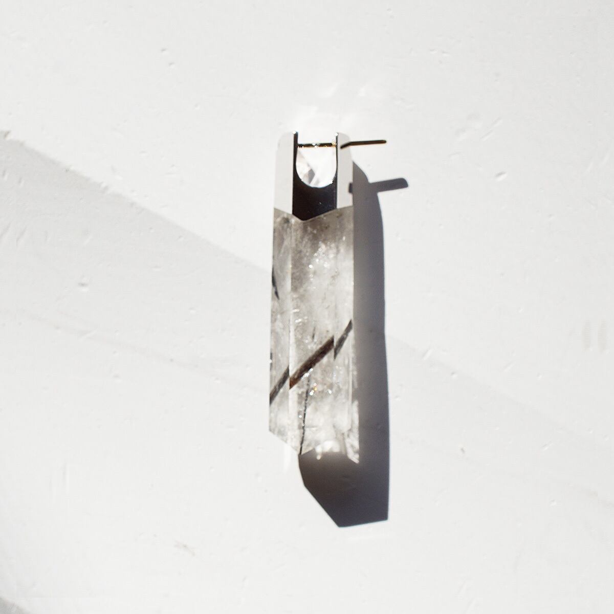 TORCH Pierced Earring / Black Tourmaline Quartz(CE016-SV/BTQ)