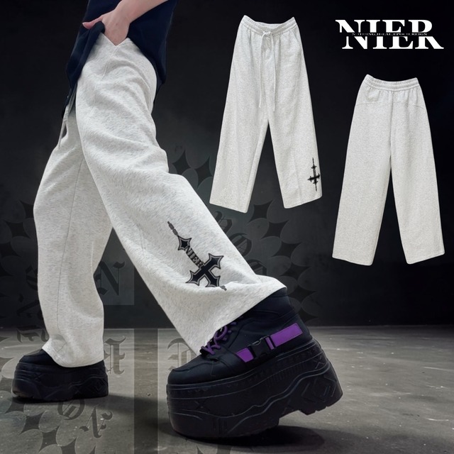 《先着39点限定プレゼント66%OFF》INVERTED CROSS HEATHER GRAY WIDE PANTS