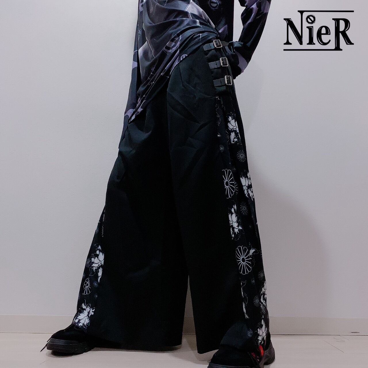 SIDE BELT WIDE PANTS【和柄九尾】 | NIER CLOTHING powered by BASE