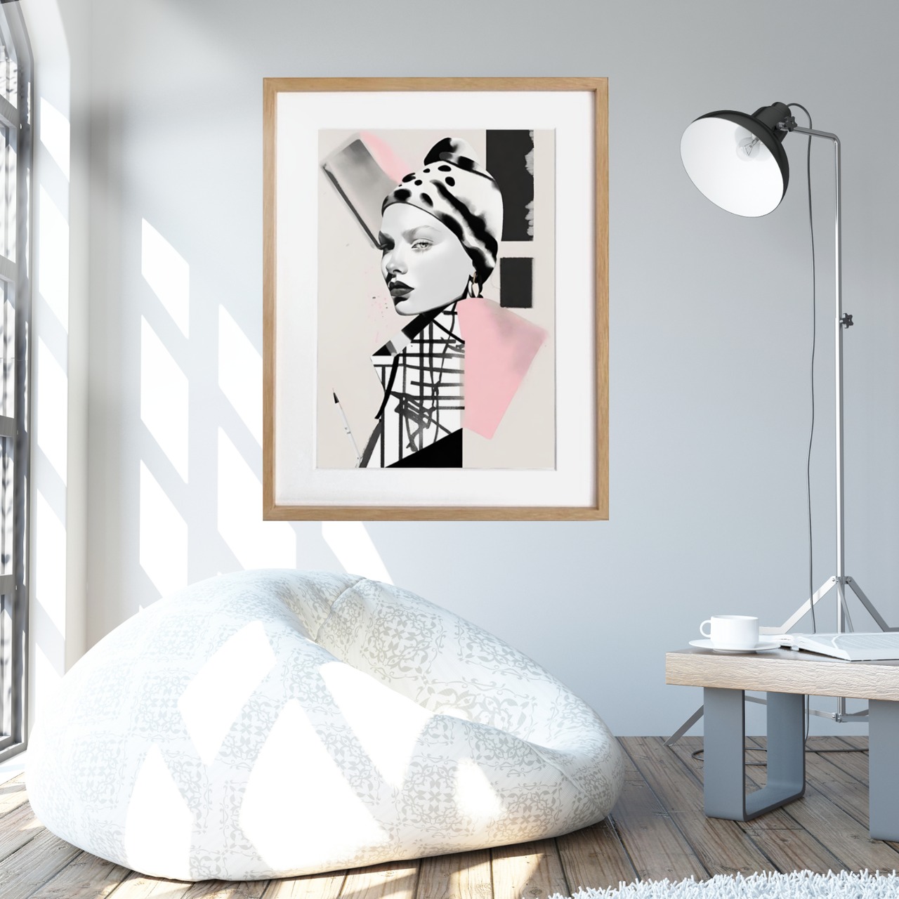 Attracted Image｜女性シルエットを描く北欧モダンアートポスター｜ミニマルで洗練されたモノクロデザイン｜A4ポスター