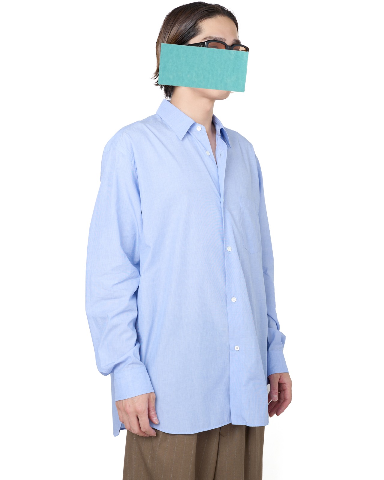 ssstein "SMOOTH COTTON OVERSIZED REGULAR COLLAR SHIRT〔SAX〕"