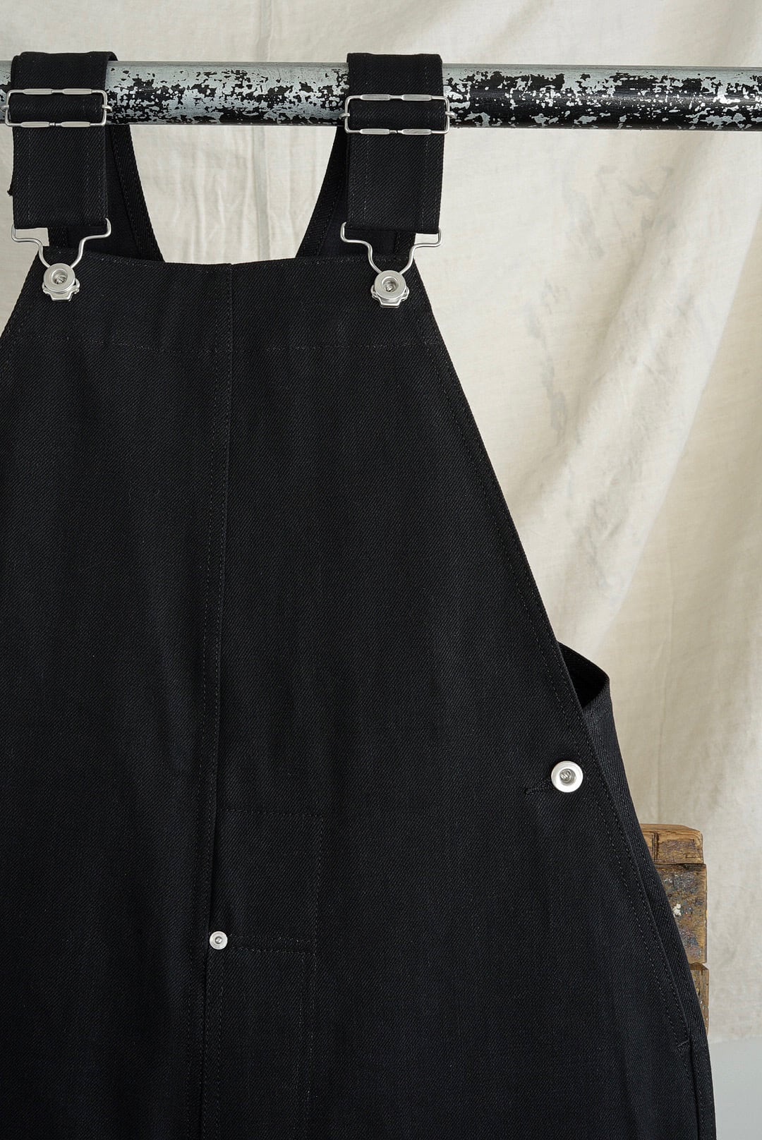 TUKI - 原田服飾研究所 - TYPE 2, LOOSE FIT SALOPETTES (BLACK/BLACK