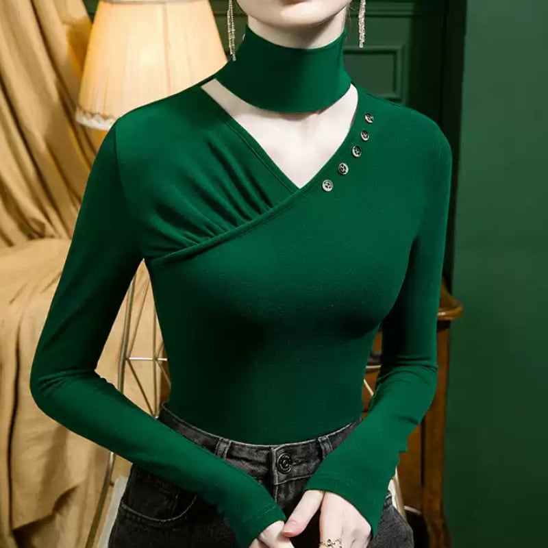 アシンメトリーデザイン ロングスリーブ トップス ds1008