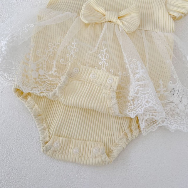 【BABY】イエローリボンチュールフリルロンパース - 17