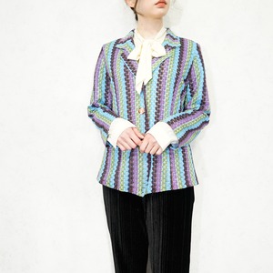 RETRO VINTAGE パステル LACE EMBROIDERY DESIGN TAILORED JACKET/レトロ古着レース刺繍デザインテーラードジャケット