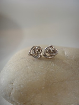 <vintage silver925> double heart pierce