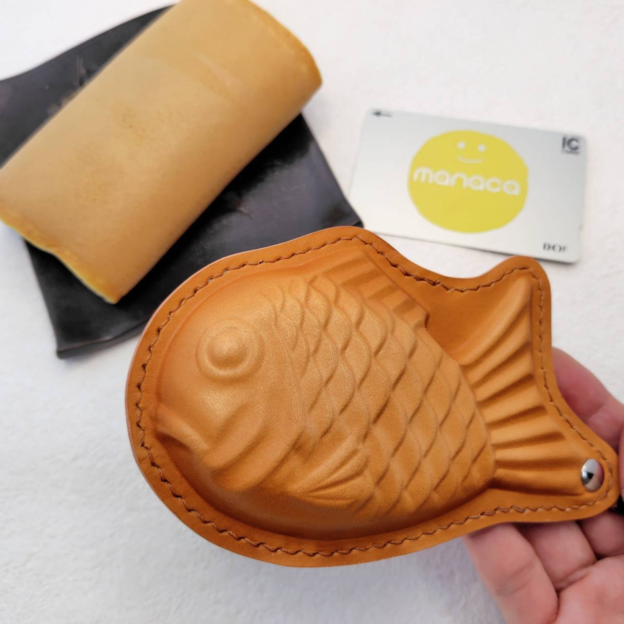 和菓子の木型のパスケース（鶴） | momokoのレザー和菓子屋店