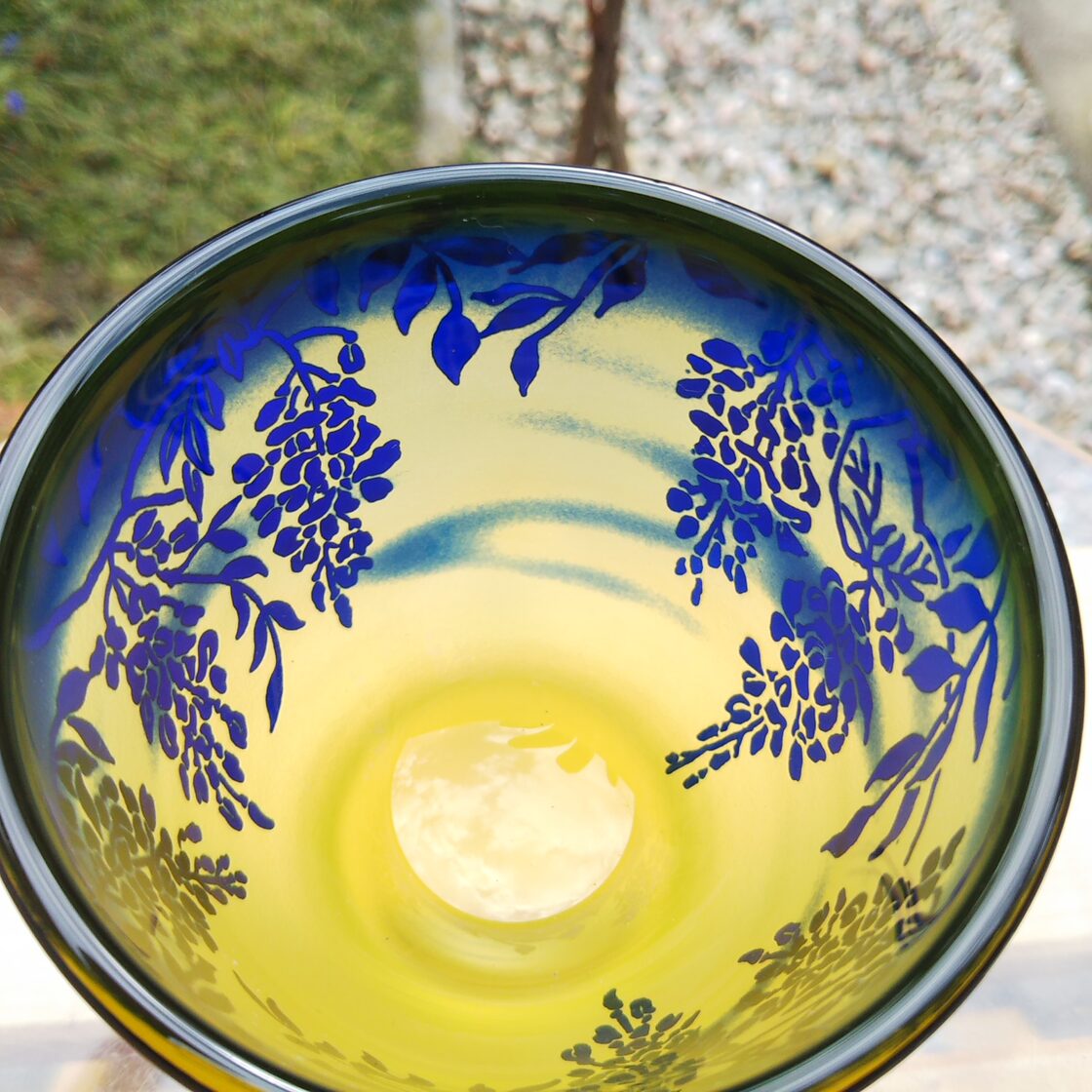 サンドブラスト ガラス製品 見にくく 猫と花 ぐいのみ 酒器 盃 売買 