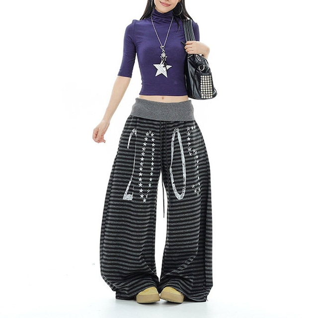 スタープリントボーダーワイドパンツ 2col R02799