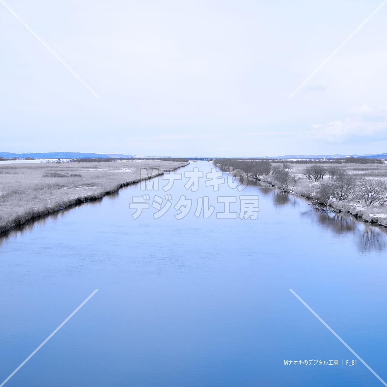 冬のまっすぐな川 新釧路川 【F_81】　Straight river in winter Shinkushiro River