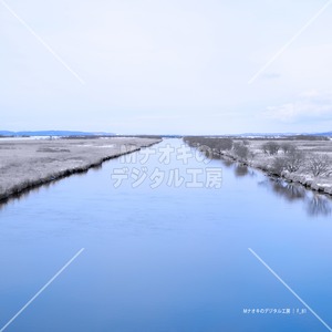 冬のまっすぐな川 新釧路川　 Straight river in winter Shinkushiro River