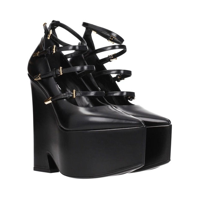 VERSACE ヴェルサーチ レディース パンプス レザー ブラック