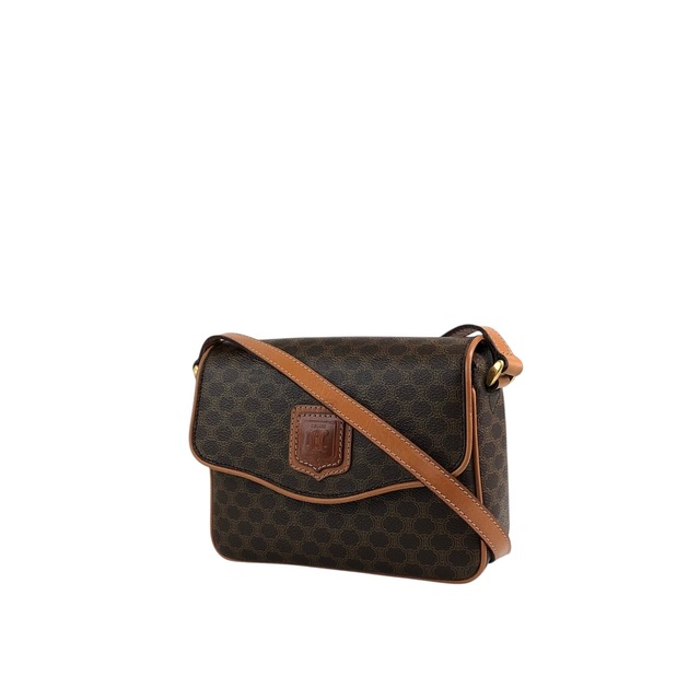 CELINE セリーヌ マカダム ショルダーバッグ ブラウン ブラゾン型押し PVC vintage ヴィンテージ オールド bgeuwn