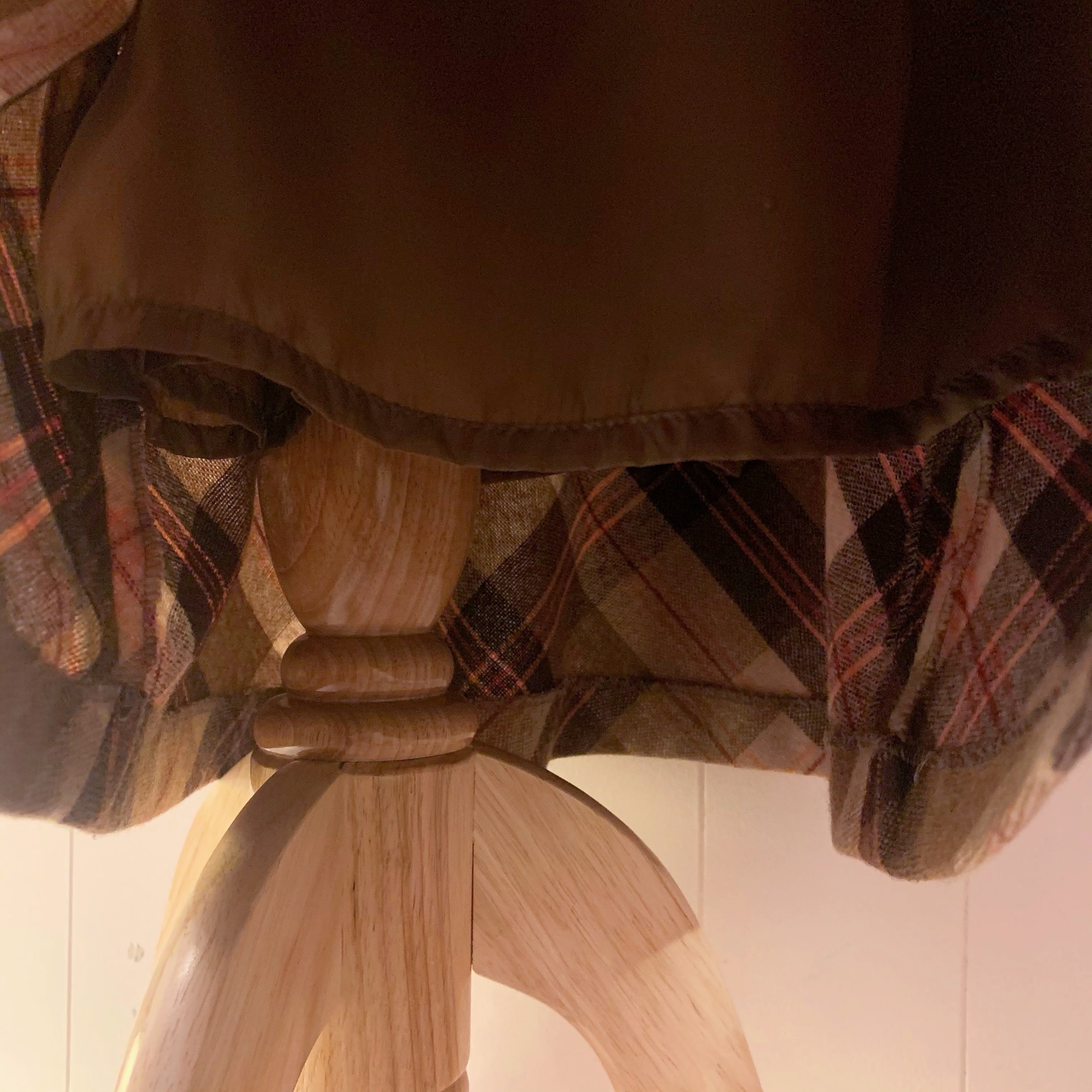 orange check wool long skirt