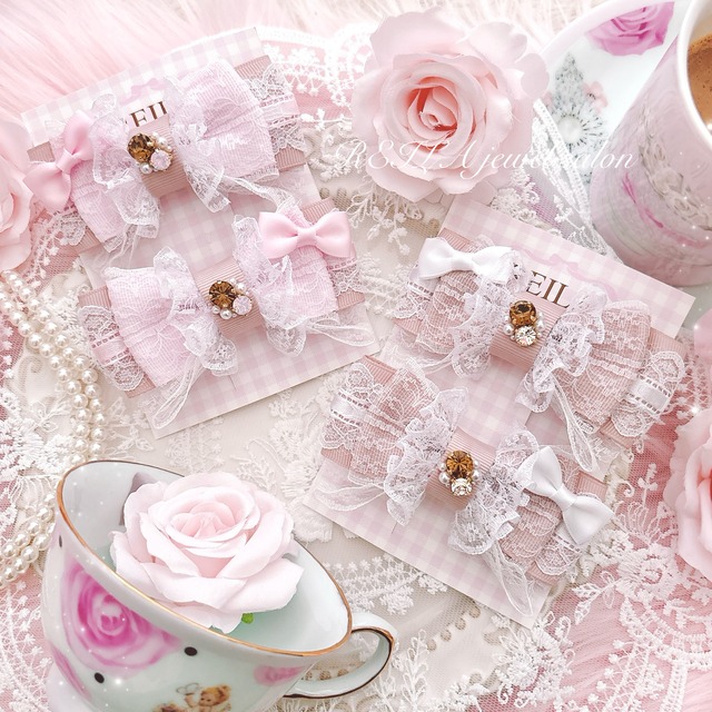 カフェラテリボン♡(Hairclip2個)