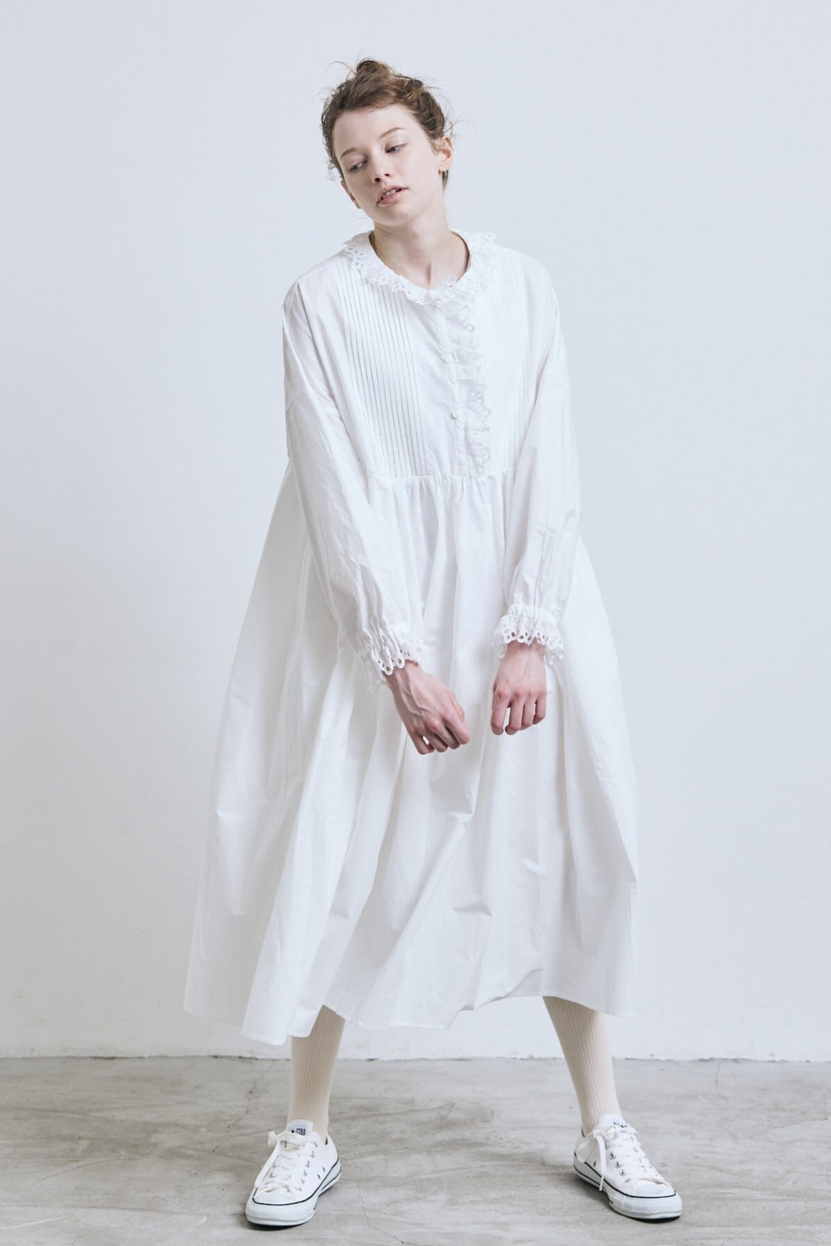 handmade＊ピンタックと切り替えがあるワンピースb JANJAM 切り替えワンピース 大きいサイズ レディース ロング丈 7