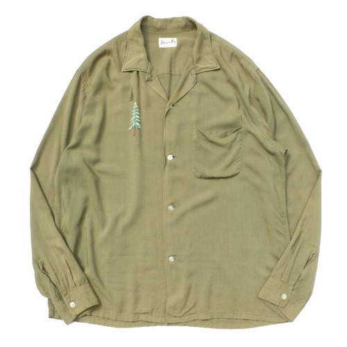 Vintage L / S Loop Color Rayon Shirt [Preasuer King] [1960s-] Olive Gold