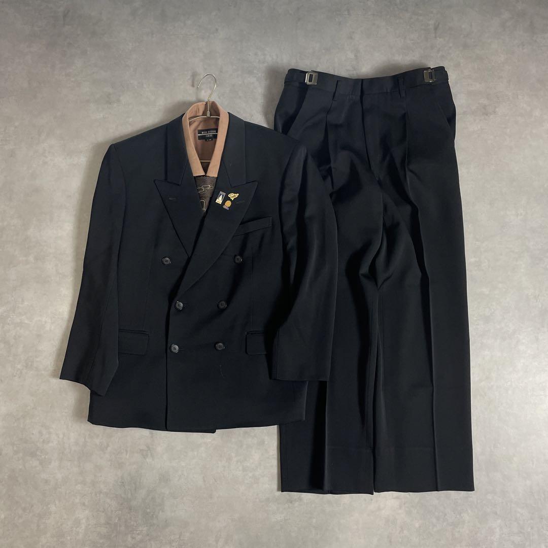 90s vintage スーツ ダブル セットアップ ピンズvol.54 黒赤