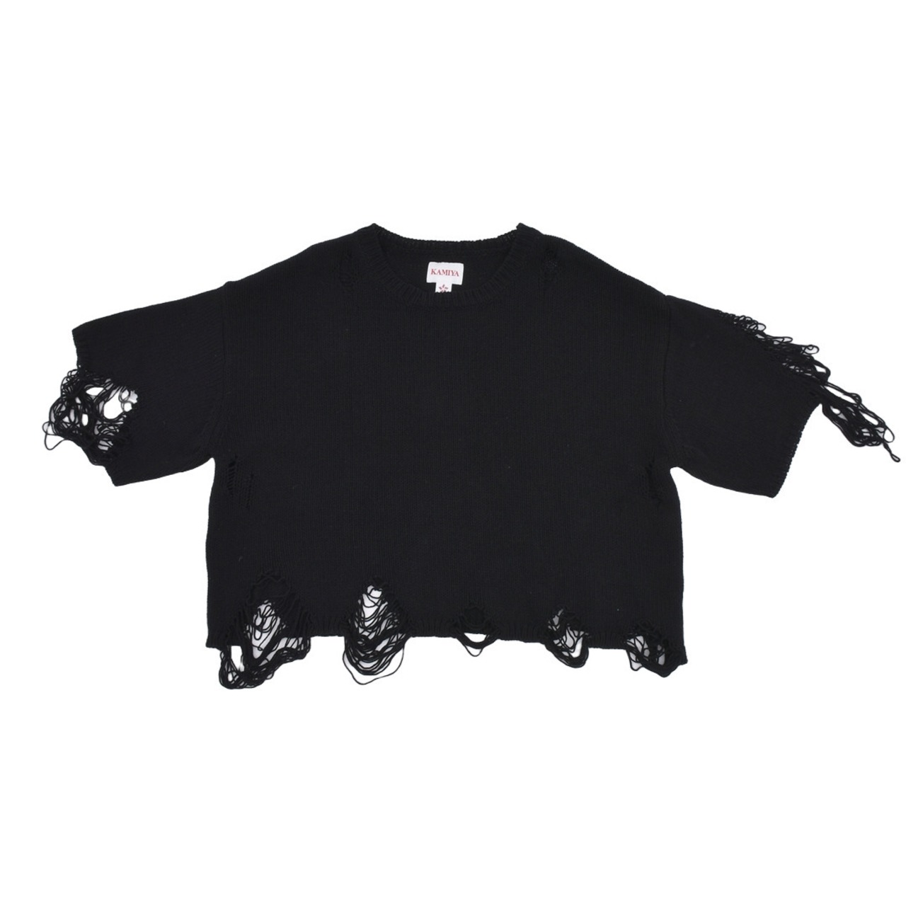 KAMIYA】A-KAMIYASM24012BORO Short-length knit Tee | AYIN