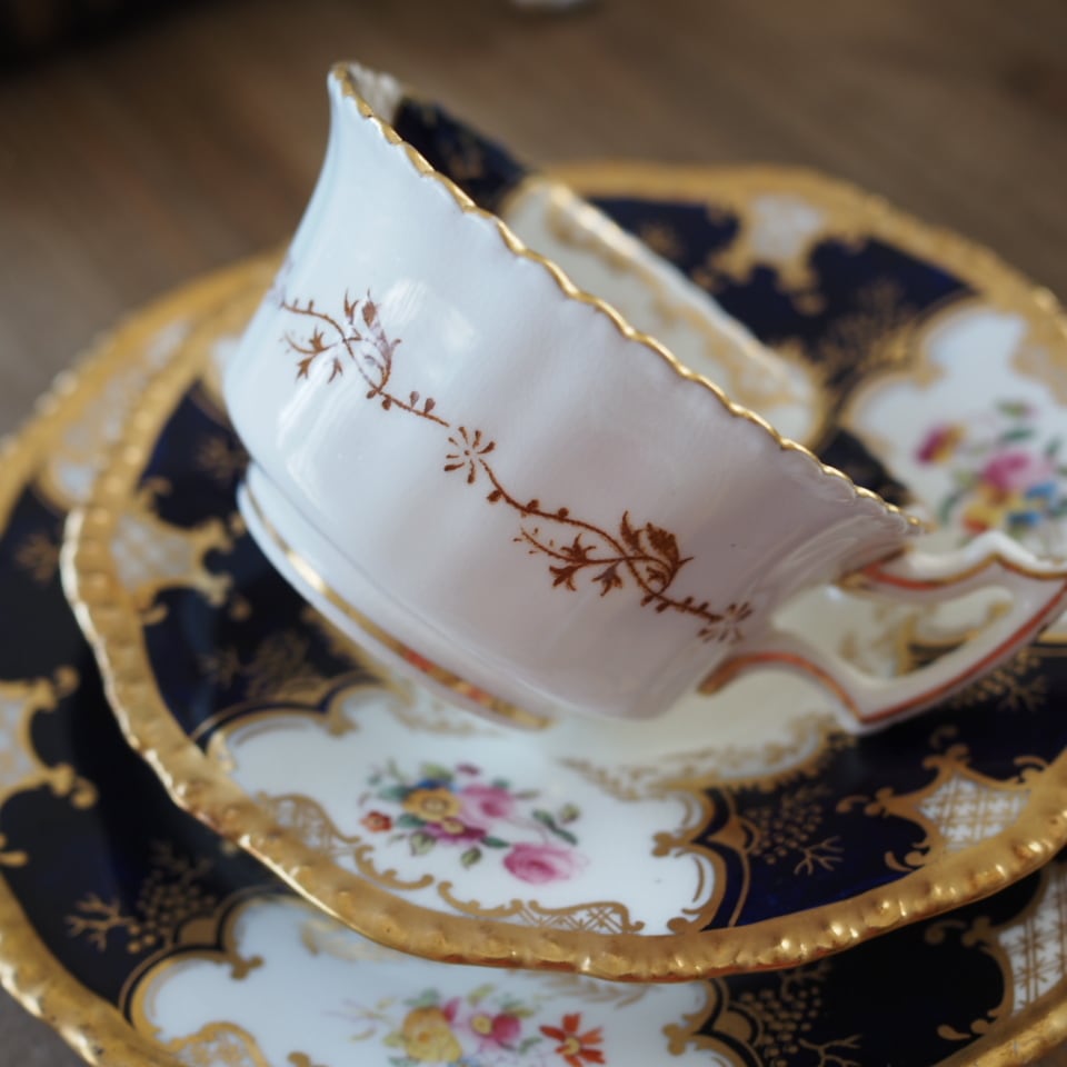 英国コールポート 希少 バットウィング・コバルト トリオA カップ